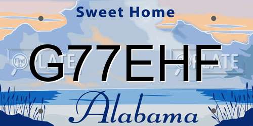 G77EHF Alabama License Plate