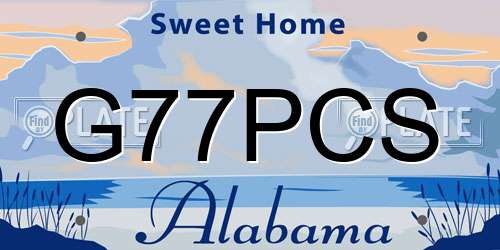 G77PCS Alabama License Plate