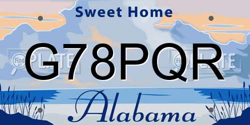 G78PQR Alabama License Plate