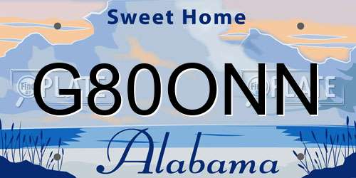 G80ONN Alabama License Plate