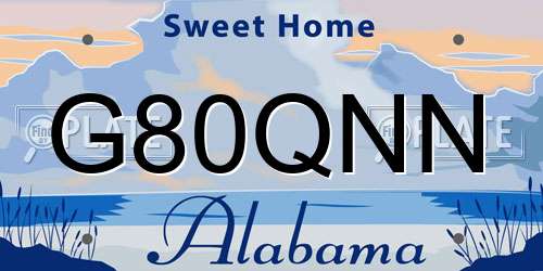 G80QNN Alabama License Plate