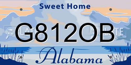 G812OB Alabama License Plate
