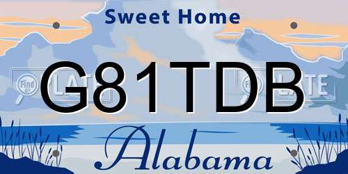 G81TDB Alabama License Plate