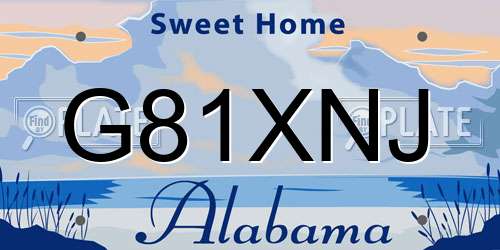 G81XNJ Alabama License Plate