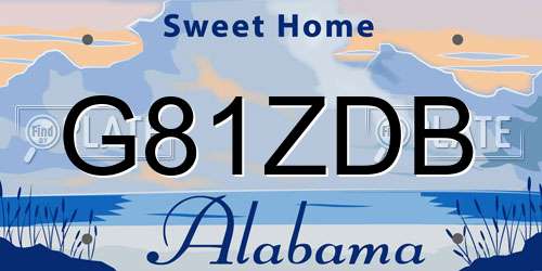 G81ZDB Alabama License Plate