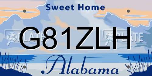 G81ZLH Alabama License Plate