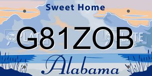 G81ZOB Alabama License Plate