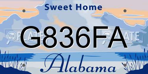 G836FA Alabama License Plate
