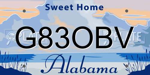 G83OBV Alabama License Plate