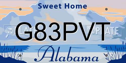 G83PVT Alabama License Plate