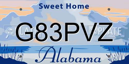 G83PVZ Alabama License Plate