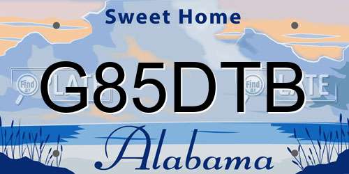 G85DTB Alabama License Plate