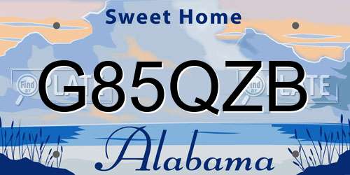 G85QZB Alabama License Plate