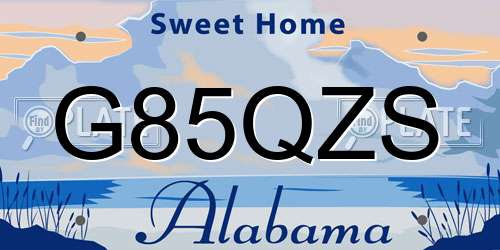 G85QZS Alabama License Plate
