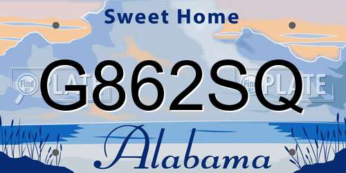 G862SQ Alabama License Plate