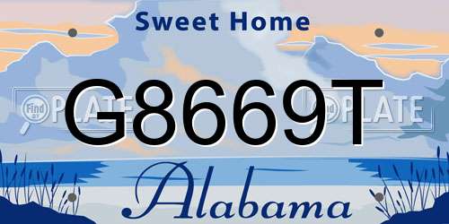 G8669T Alabama License Plate