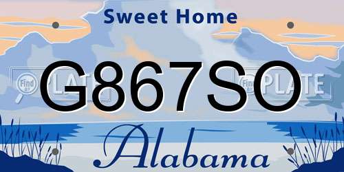 G867SO Alabama License Plate