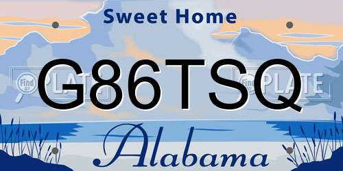 G86TSQ Alabama License Plate