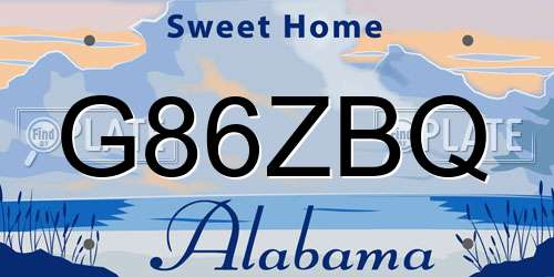 G86ZBQ Alabama License Plate
