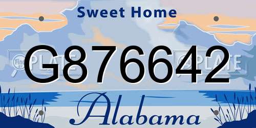 G876642 Alabama License Plate