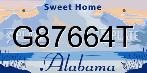 G87664T Alabama License Plate