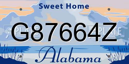 G87664Z Alabama License Plate