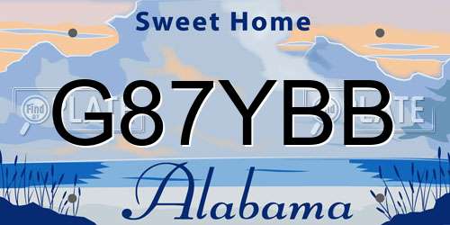 G87YBB Alabama License Plate