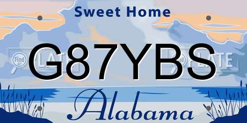 G87YBS Alabama License Plate