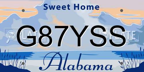 G87YSS Alabama License Plate