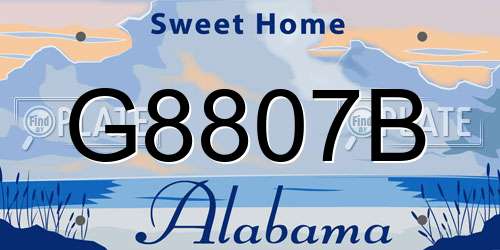 G8807B Alabama License Plate