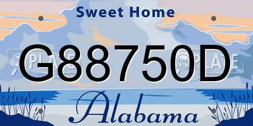 G88750D Alabama License Plate