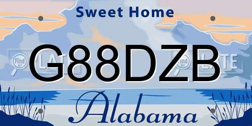 G88DZB Alabama License Plate