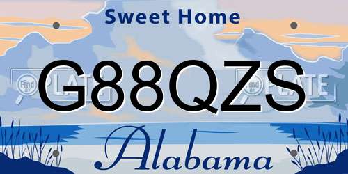 G88QZS Alabama License Plate