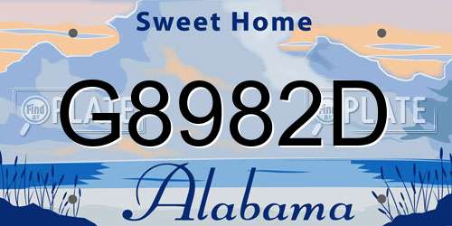 G8982D Alabama License Plate
