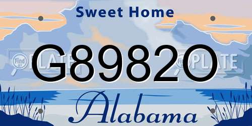 G8982O Alabama License Plate