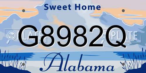 G8982Q Alabama License Plate