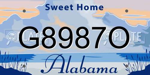 G8987O Alabama License Plate