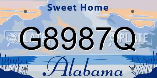 G8987Q Alabama License Plate