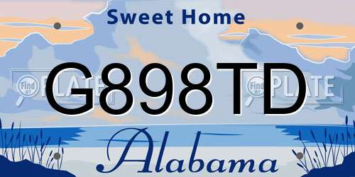 G898TD Alabama License Plate