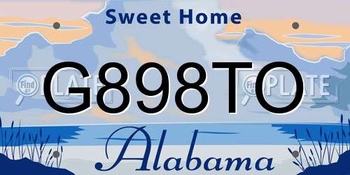 G898TO Alabama License Plate