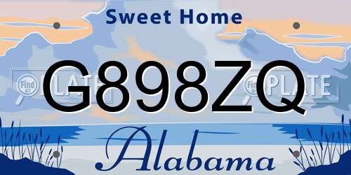 G898ZQ Alabama License Plate