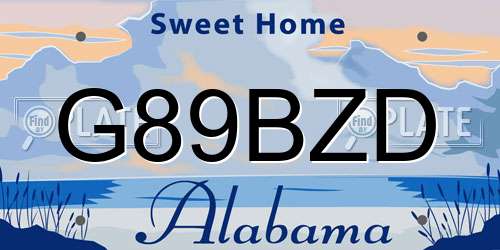 G89BZD Alabama License Plate