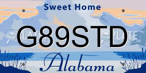 G89STD Alabama License Plate