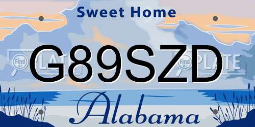 G89SZD Alabama License Plate