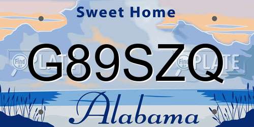 G89SZQ Alabama License Plate