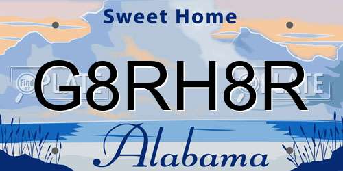G8RH8R Alabama License Plate