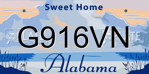 G916VN Alabama License Plate