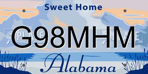 G98MHM Alabama License Plate