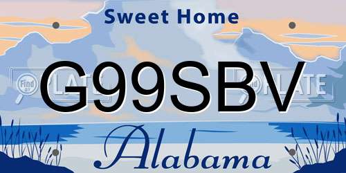 G99SBV Alabama License Plate