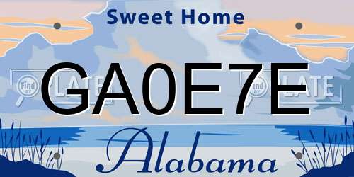 GA0E7E Alabama License Plate